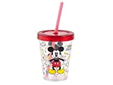 Lulabi Disney Mickey Vaso con pajita, Plástico, Transparente, 450 ml
